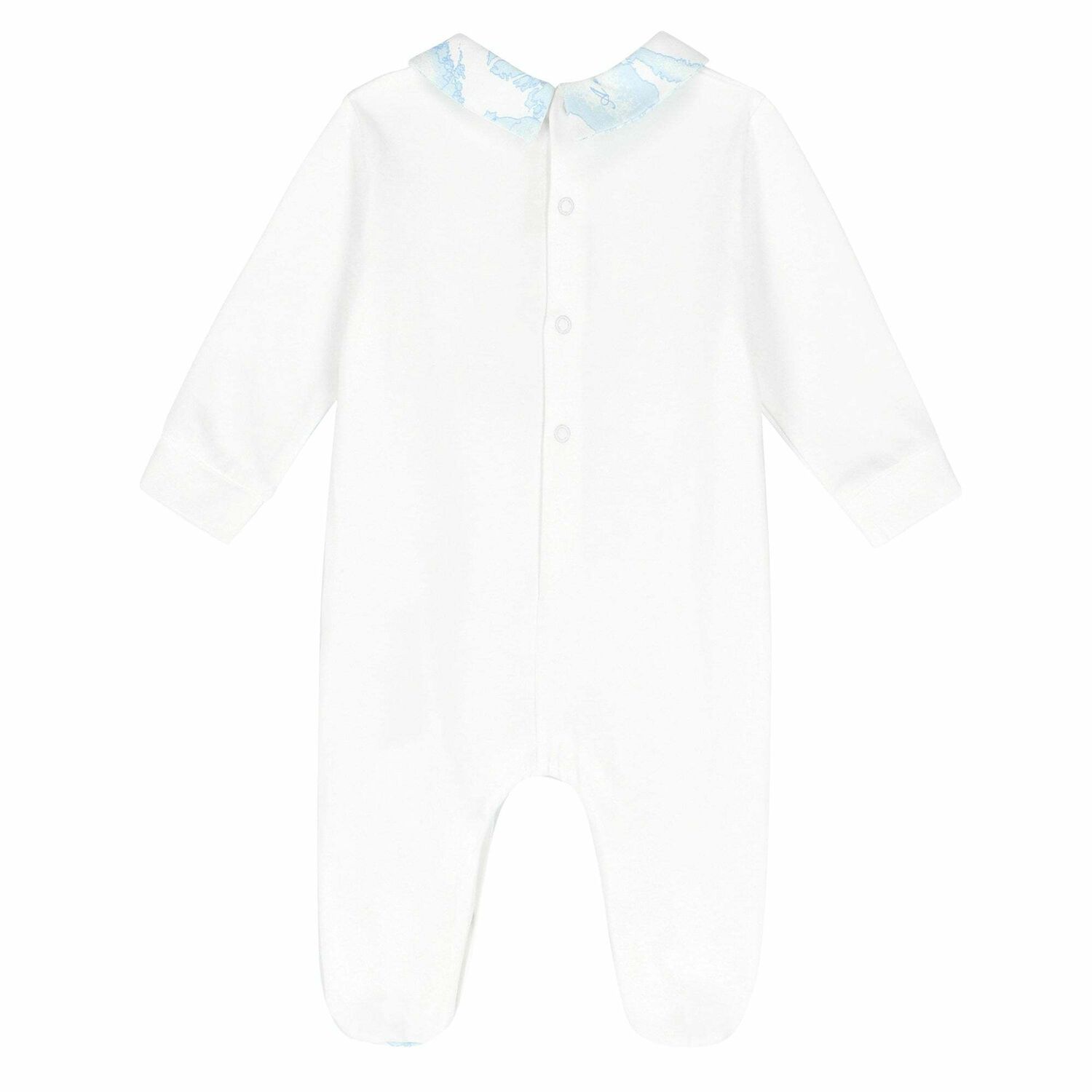 White & Blue Geo Map Babygrow, 2, hi-res