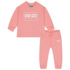 Younger Girls Pink Logo Tracksuit, 1, hi-res