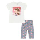 طقم ليجنز بطبعة الزهور باللونين الأبيض والأزرق للبنات, 2, hi-res