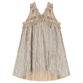 Girls Gold Metallic Pleated Top