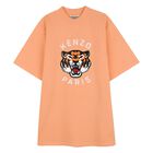 Girls Orange Tiger Logo T-Shirt Dress, 1, hi-res