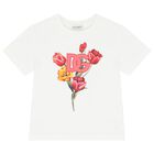 Girls White Tulip & Logo T-Shirt, 1, hi-res