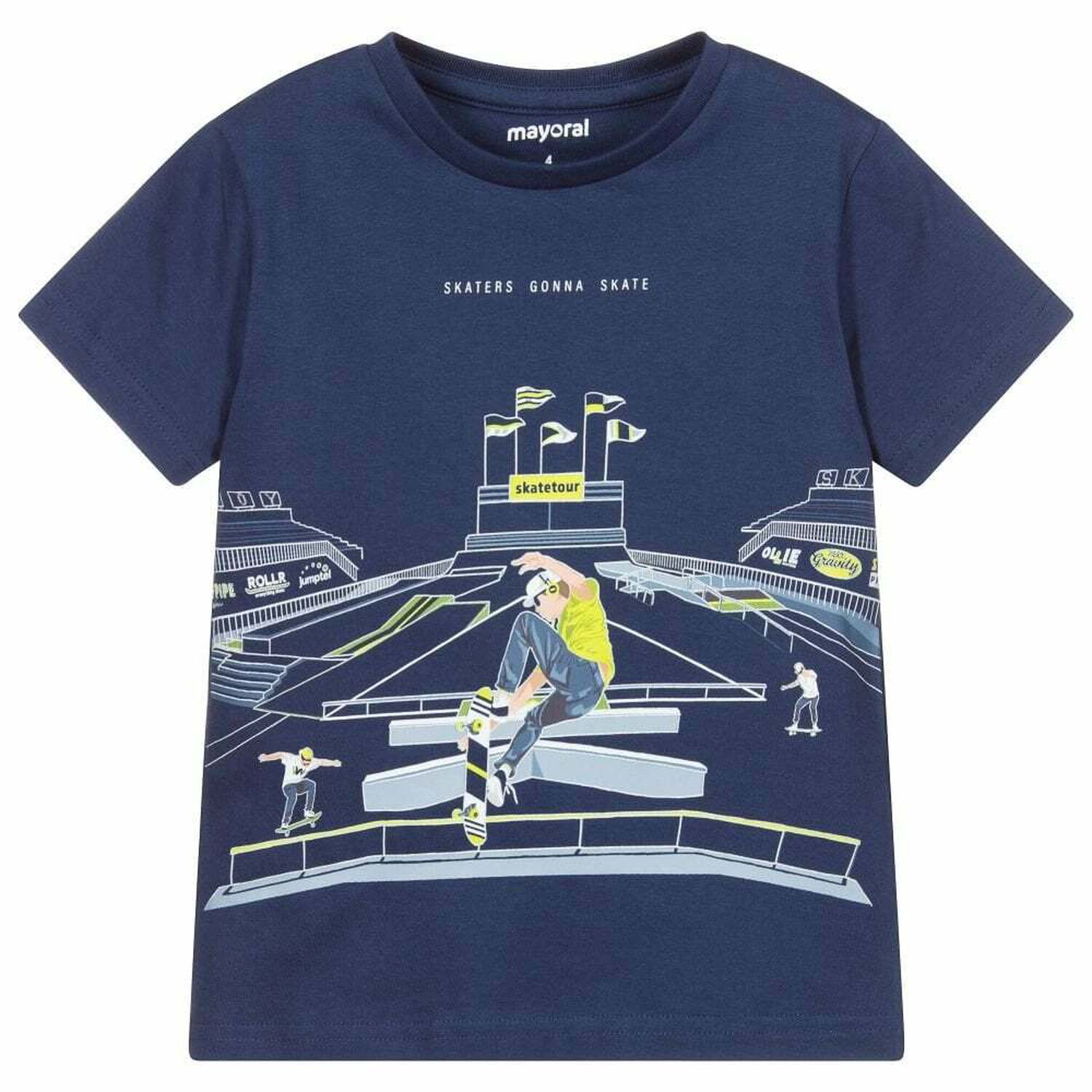 Boys Navy Skater T-Shirt, 1, hi-res