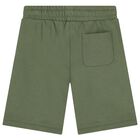 Boys Green Teddy Bear Logo Shorts, 2, hi-res