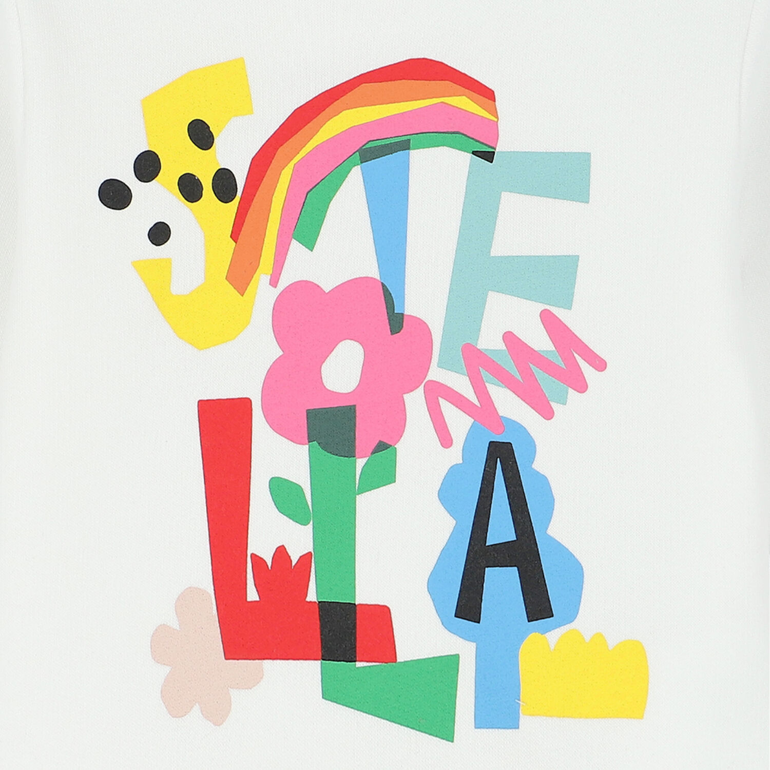 سويت شيرت بالشعار باللون الأبيض للبنات, 1, hi-res