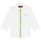 Younger Boys White Logo Shirt, 1, hi-res