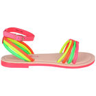 Girls Neon Pink, Yellow & Orange Sandals, 1, hi-res