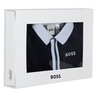 طقم هدية أفرول أولاد بالشعار باللون الكحلي, 3, hi-res