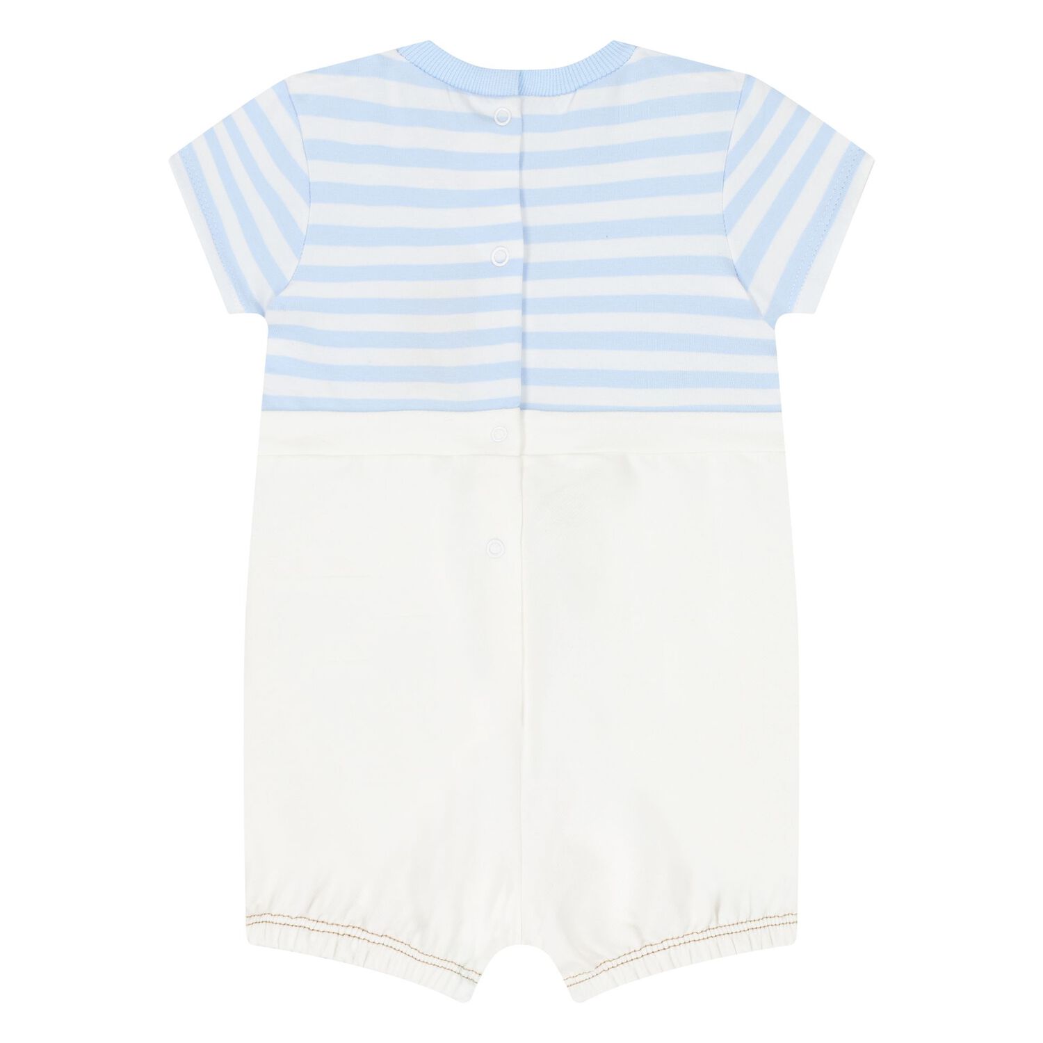 Baby Boys White & Blue Dungaree & Hat Set, 3, hi-res