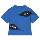 Boys Blue Zipped Logo T-Shirt, 2, hi-res