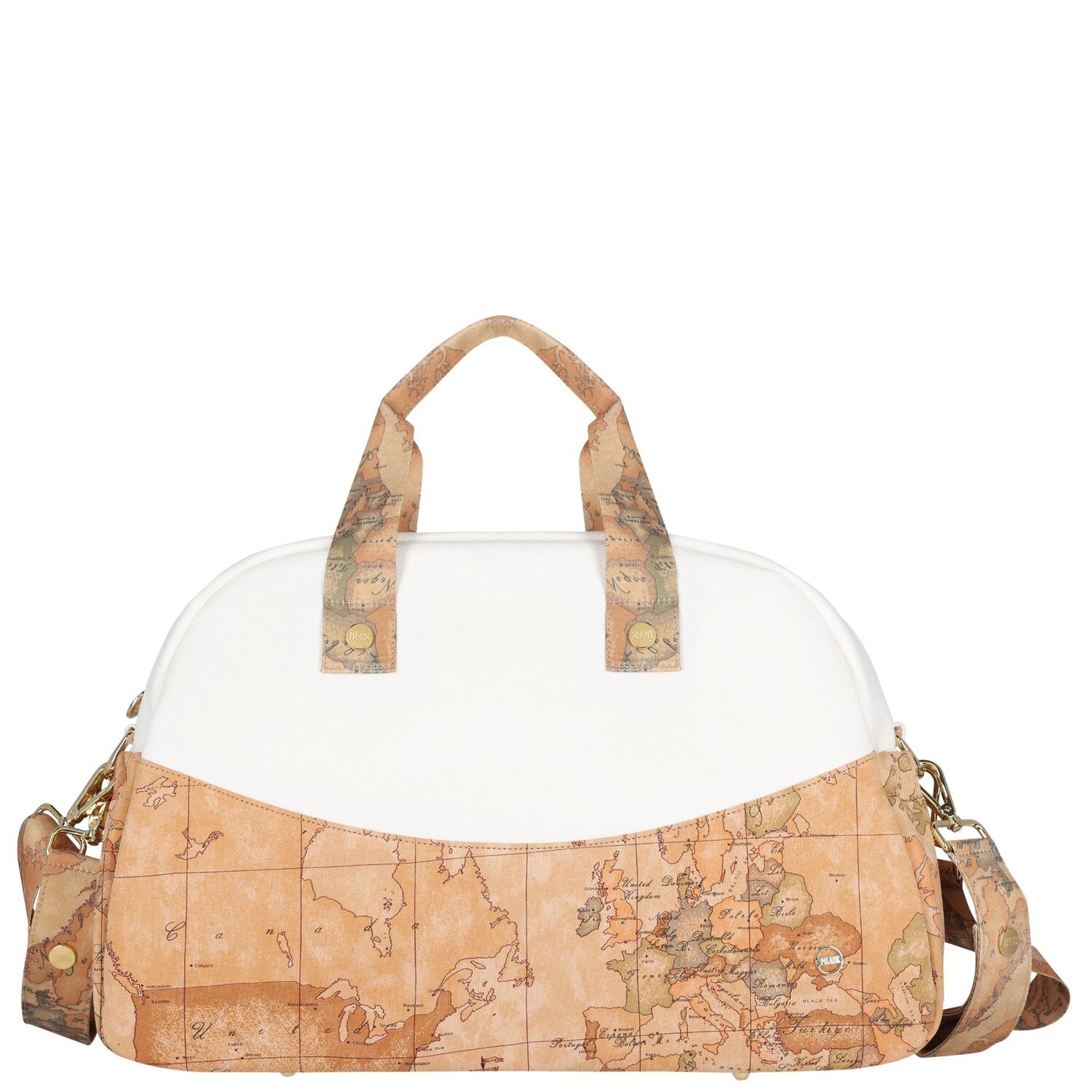 White & Beige Geo Map Baby Changing Bag, 1, hi-res