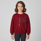 طقم ليجينز بنات مزين بفيونكه باللون الاحمر والرمادى, 2, hi-res