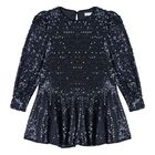 Girls Navy Blue Sequin Dress, 1, hi-res