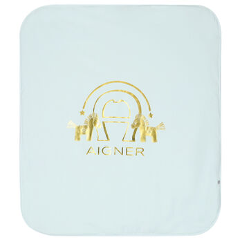 Baby Boys Blue & Gold Horse Logo Blanket