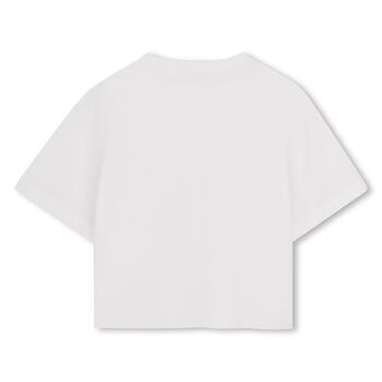 قميص بناتي أبيض بشعار