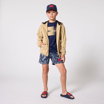 Boys Mini Me Navy Blue Logo T-Shirt