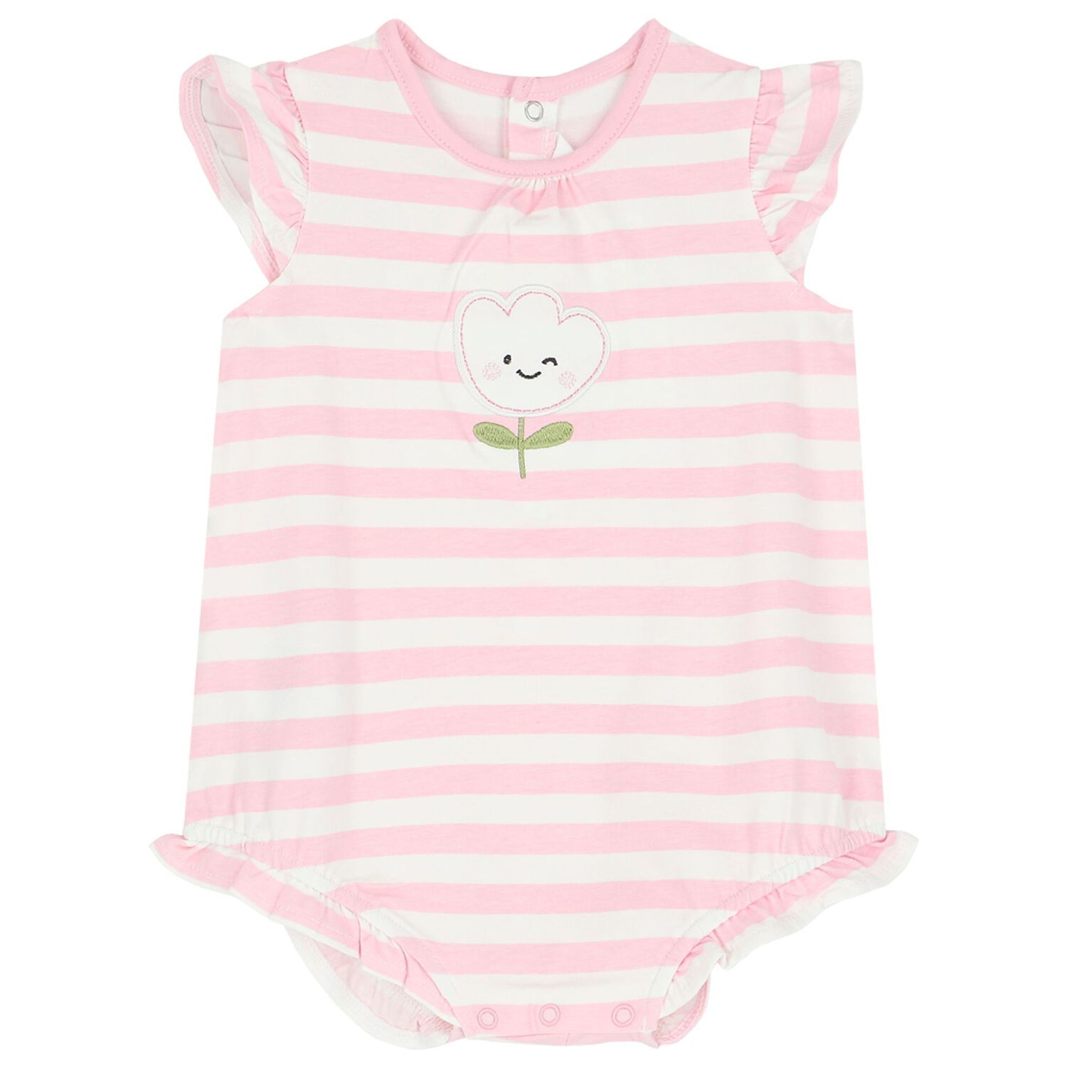 Baby Girls Pink & White Rompers ( 3-Pack ), 1, hi-res image number null