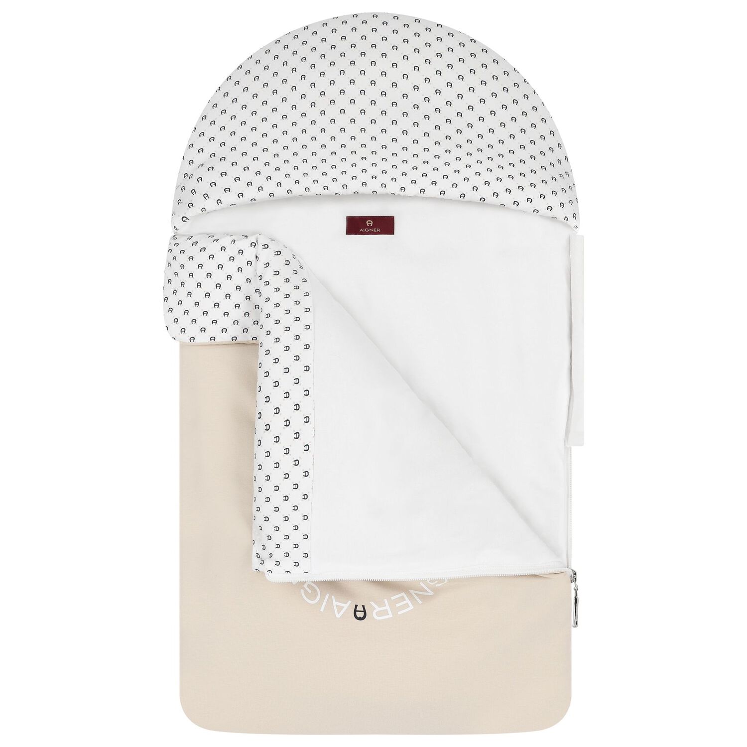 Beige & White Logo Baby Nest, 1, hi-res
