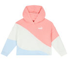 Girls Pink, White & Blue Logo Hooded Top, 1, hi-res