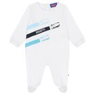 Baby Boys White Logo Babygrow, 1, hi-res