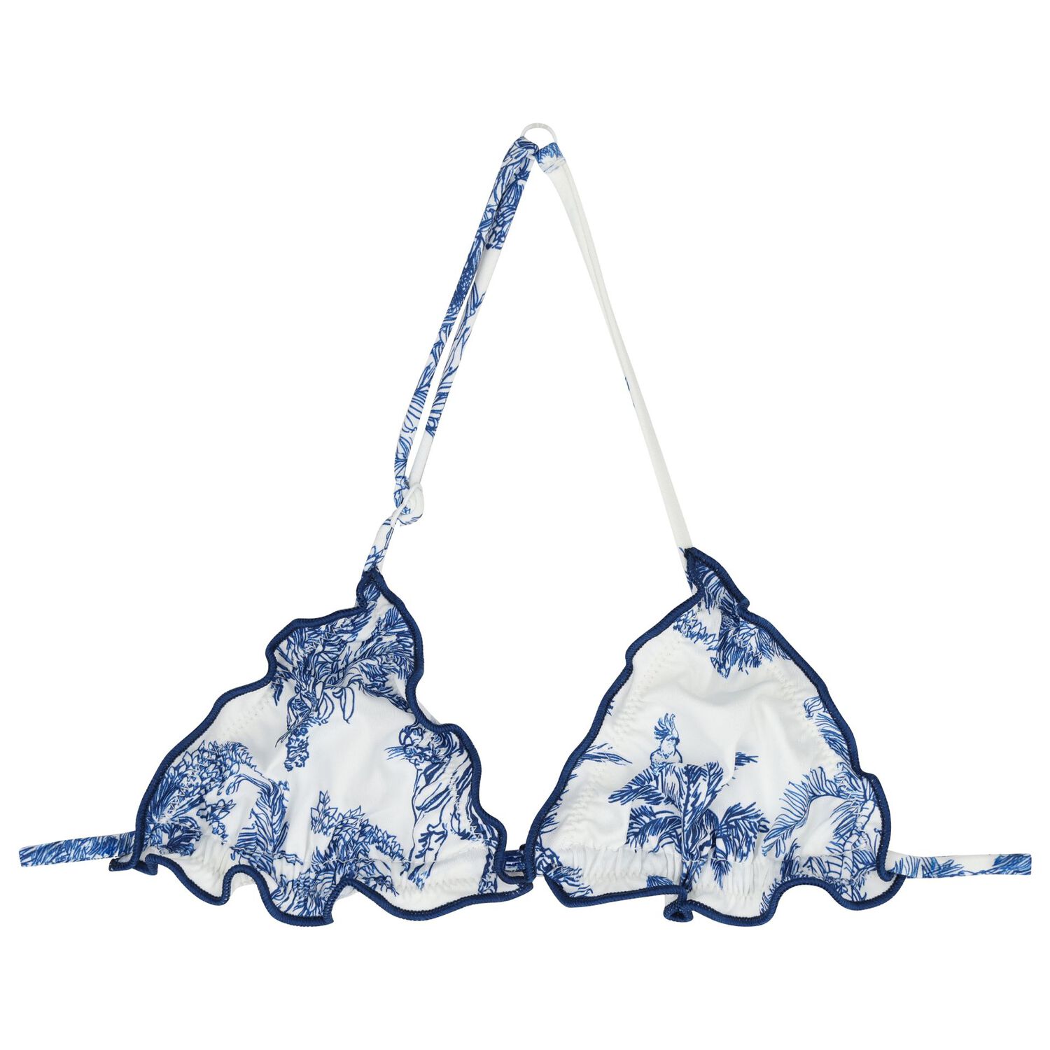 Girls Blue & White Palm Tree Bikini, 1, hi-res