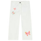 Girls White Butterfly Trousers, 1, hi-res