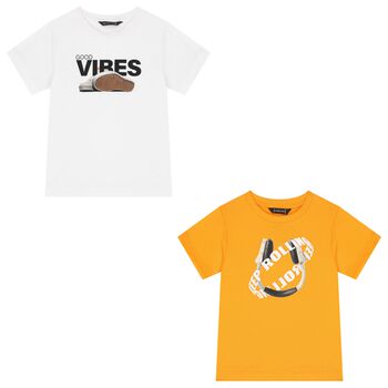 Boys White & Orange T-Shirts ( 2-Pack )