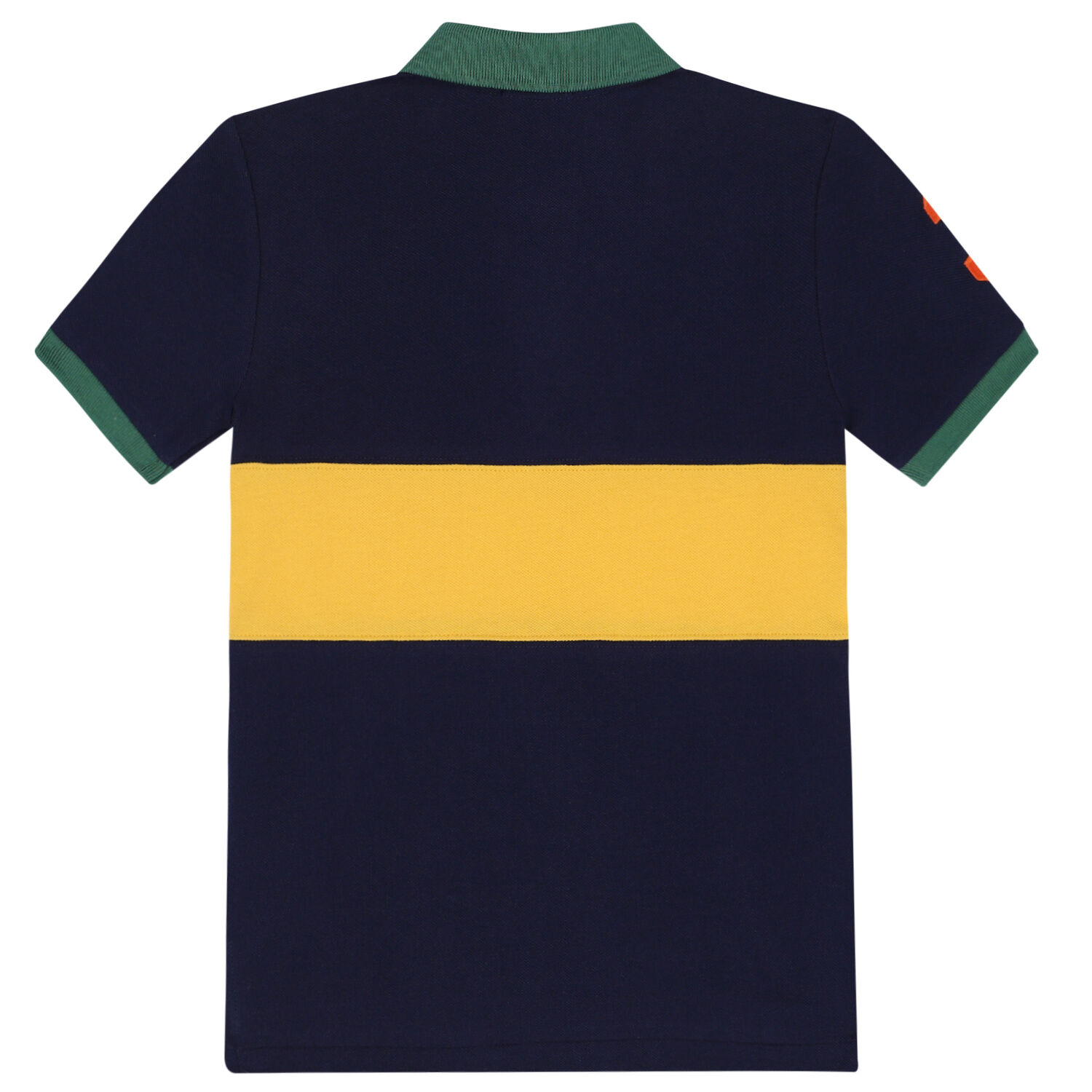 Boys Navy & Yellow Logo Polo Shirt, 1, hi-res
