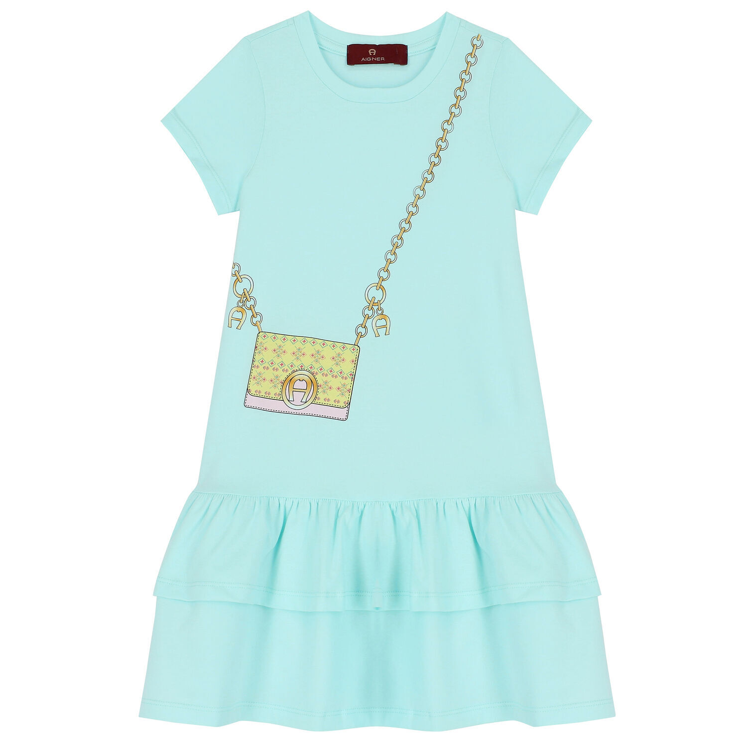 Girls Aqua Logo Bag Dress, 1, hi-res image number null