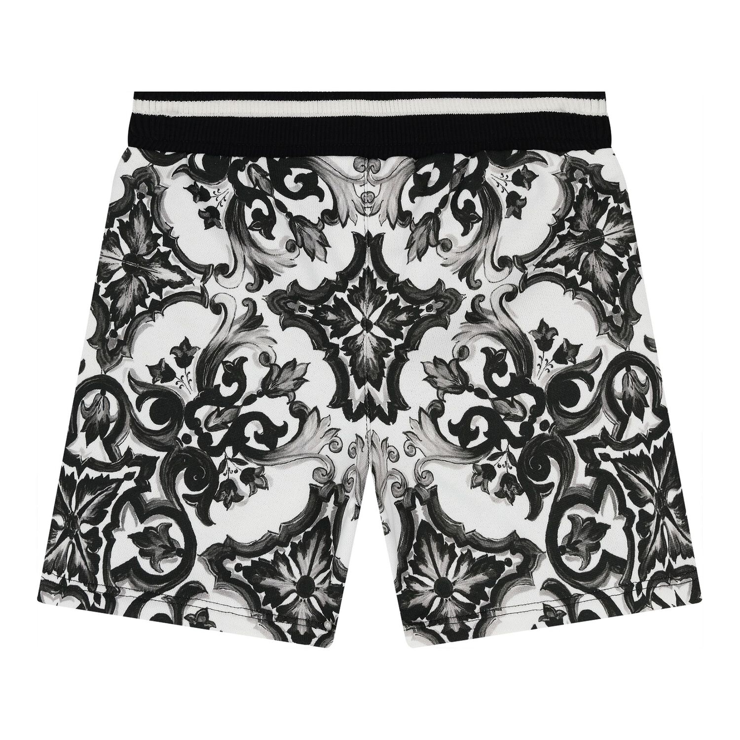 Baby Boys Black & White Majolica Shorts, 1, hi-res image number null