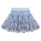 Girls Blue Floral Tutu Skirt, 1, hi-res