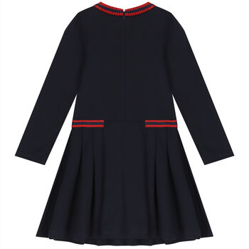 Girls Navy Blue Pleated Dress