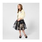 Girls Black & Beige Floral Tulle Skirt, 1, hi-res