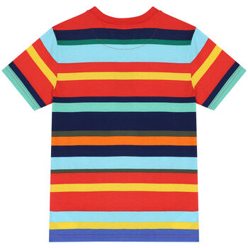 Boys Multi-Colored Striped Polo Bear T-Shirt