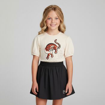 Girls Ivory Tiger T-Shirt