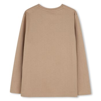 Boys Beige Logo Long Sleeve Top
