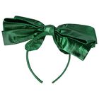 Girls Metallic Green Bow Headband, 1, hi-res