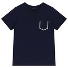Boys Navy Blue Top, 1, hi-res