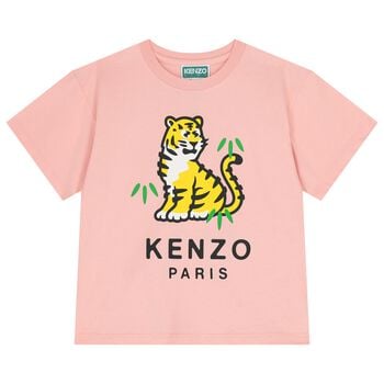 Girls Pink Tiger Logo T-Shirt