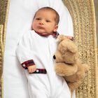 Baby Boys White Tartan Babygrow, 1, hi-res