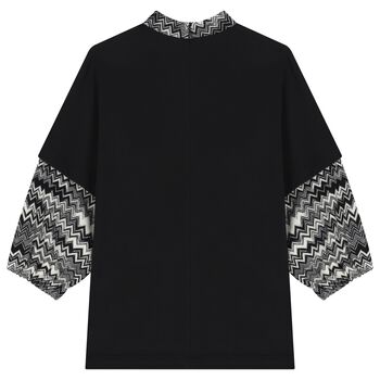 فستان مخطط بالشعار باللون الاسود للبنات