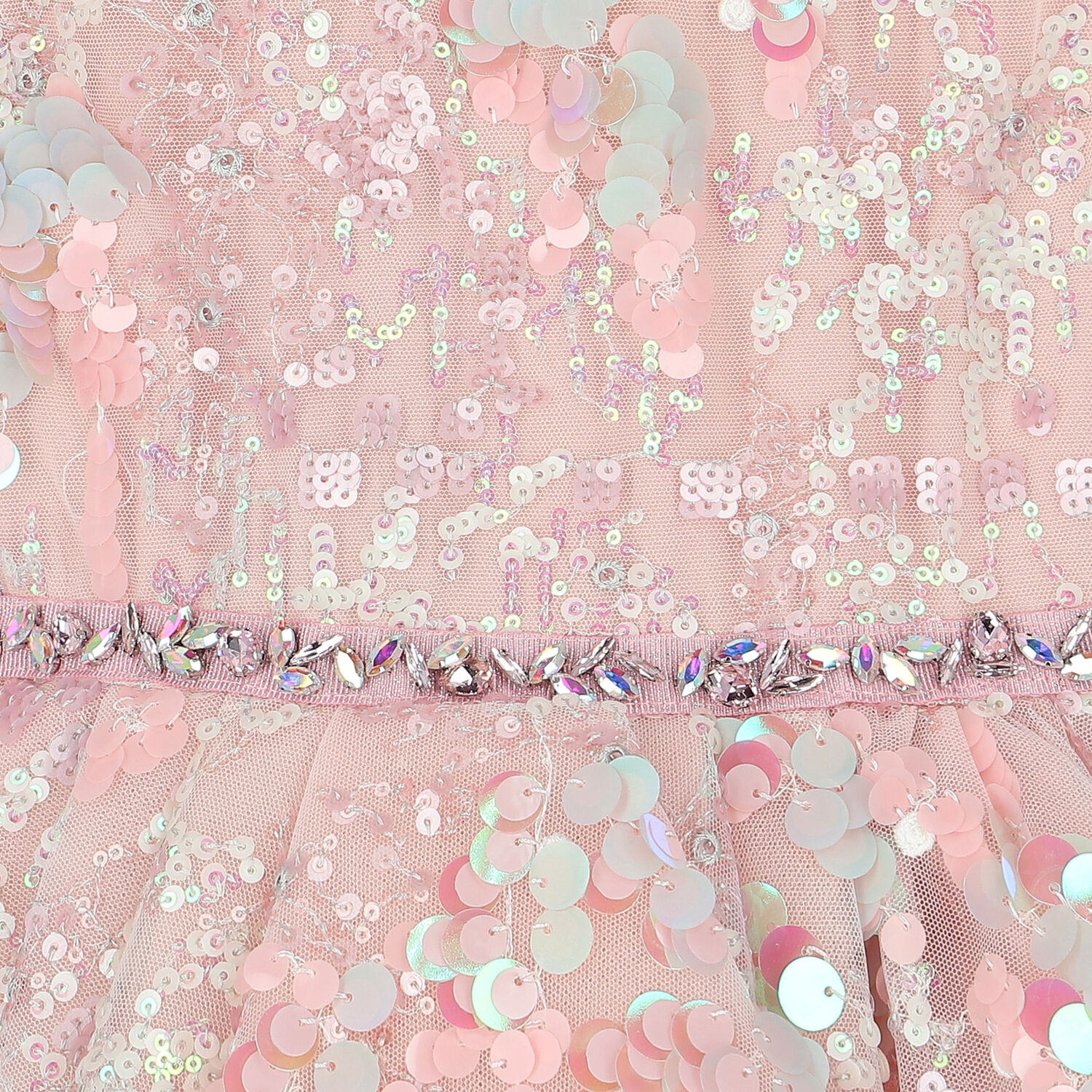 فستان بنات تول مزين باللون الزهري, 1, hi-res