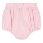 طقم فستان وردي وأبيض بشعار للبنات الصغيرات, 1, hi-res