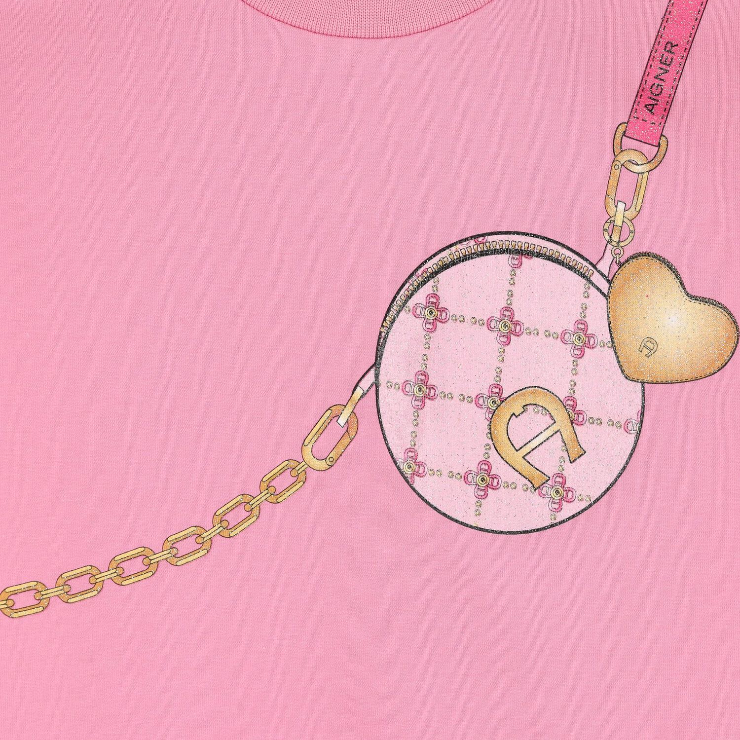 سويتشيرت بنات بطبعة باللون الزهري, 1, hi-res