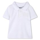 Baby Boys White Logo Polo Shirt, 1, hi-res