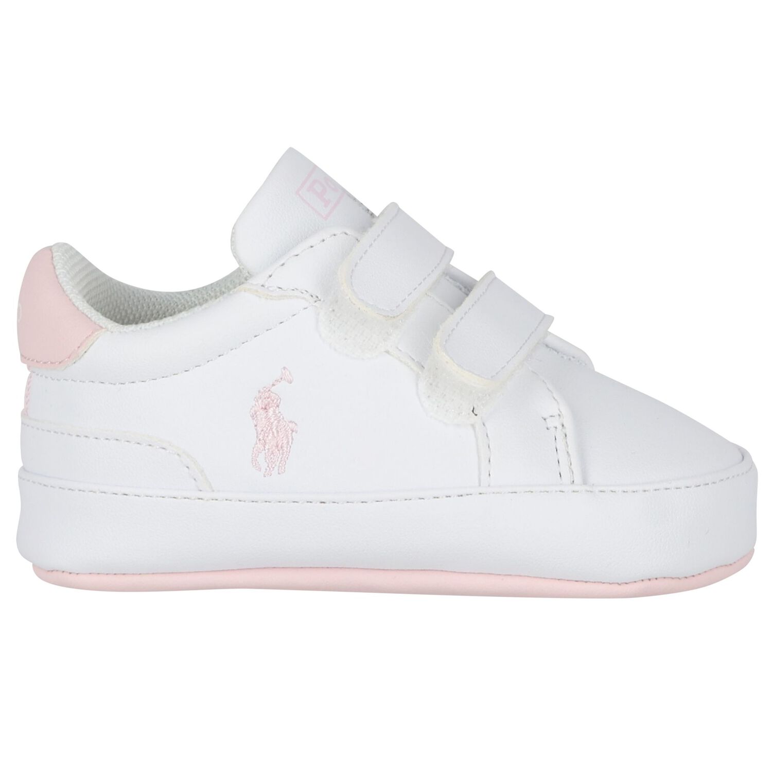 Baby Girls White Logo Trainers, 1, hi-res