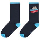 Boys Navy Blue & Red Socks ( 3-Pack ), 2, hi-res