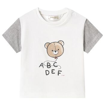 Baby Boys White Teddy Bear T-Shirt