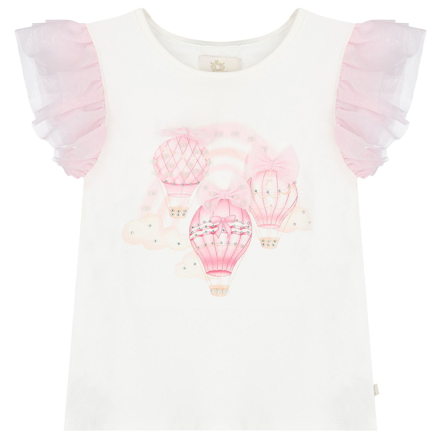 Girls White & Pink Balloon Skirt Set, 1, hi-res image number null