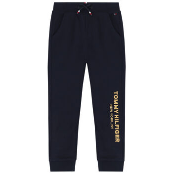 Boys Navy Blue Logo Joggers